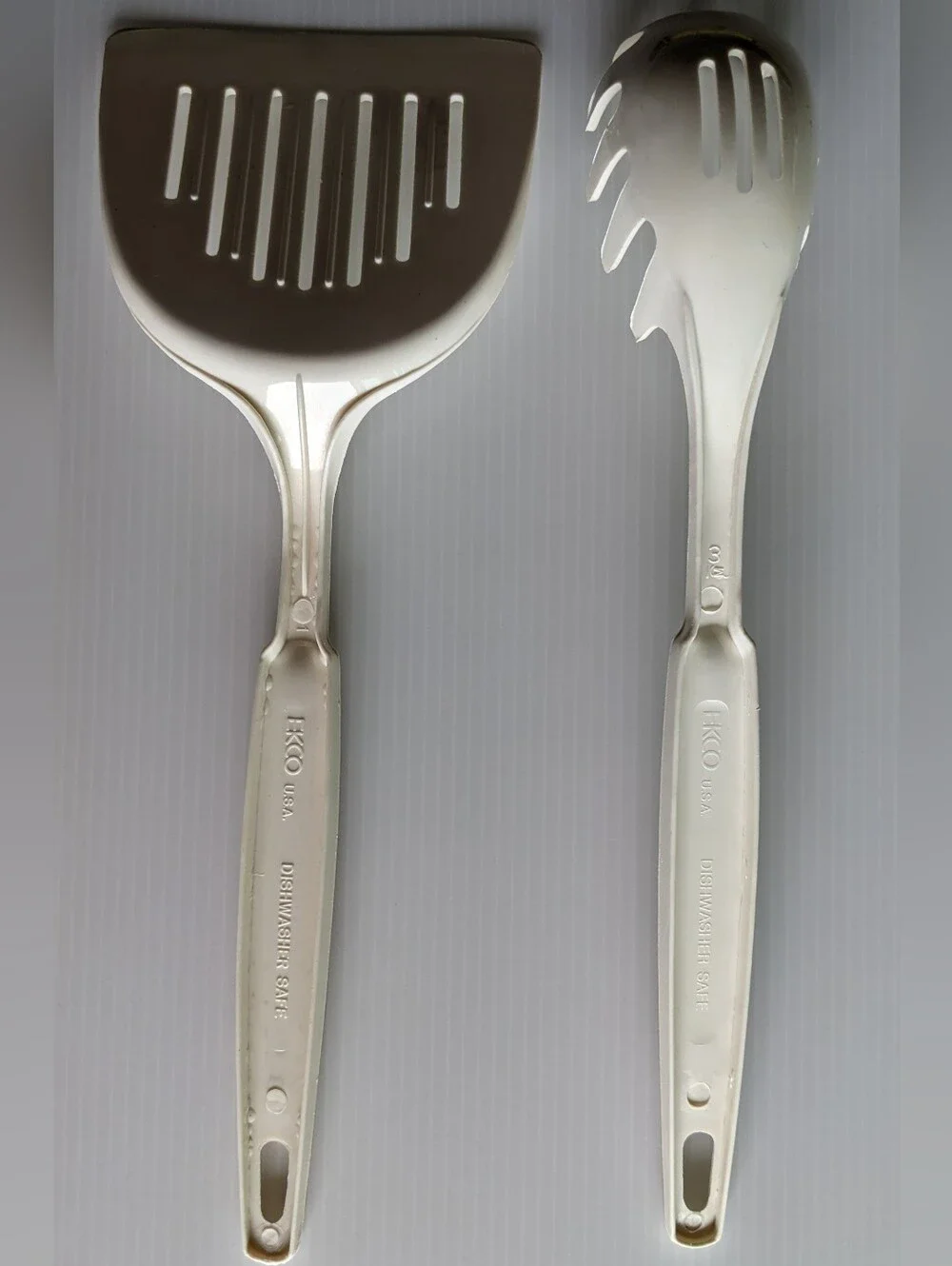 Vintage EKCO Spatula & Spaghetti Server Almond MCM Retro Kitchen USA Nylon